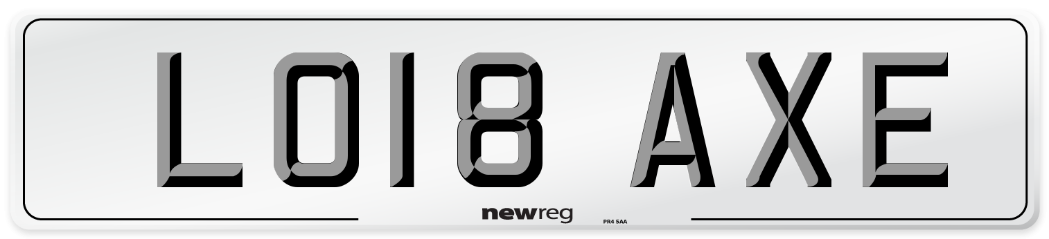 LO18 AXE Number Plate from New Reg